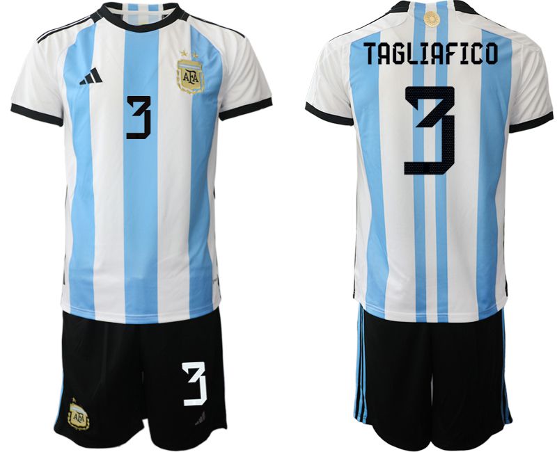 Men 2022 World Cup National Team Argentina home white 3 Soccer Jerseys